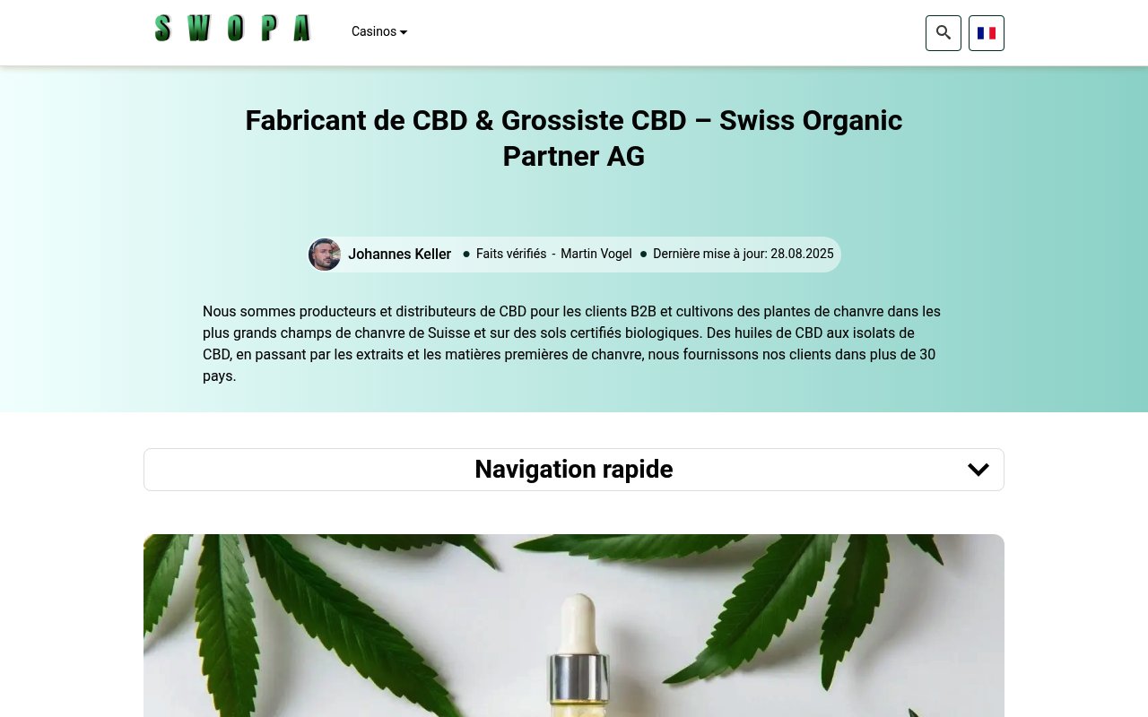 Apercu du site SWOPA (Swiss Organic Partner AG)